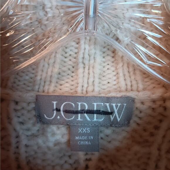 EUC J. Crew Sweater Off-White Mock Turtleneck Cable Knit Wool Blend Size XXS - Picture 2 of 6